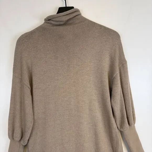 NWT Lovers + Friends Noah Mini Sweater Dress Turtleneck Taupe Beige - XS - Picture 7 of 9